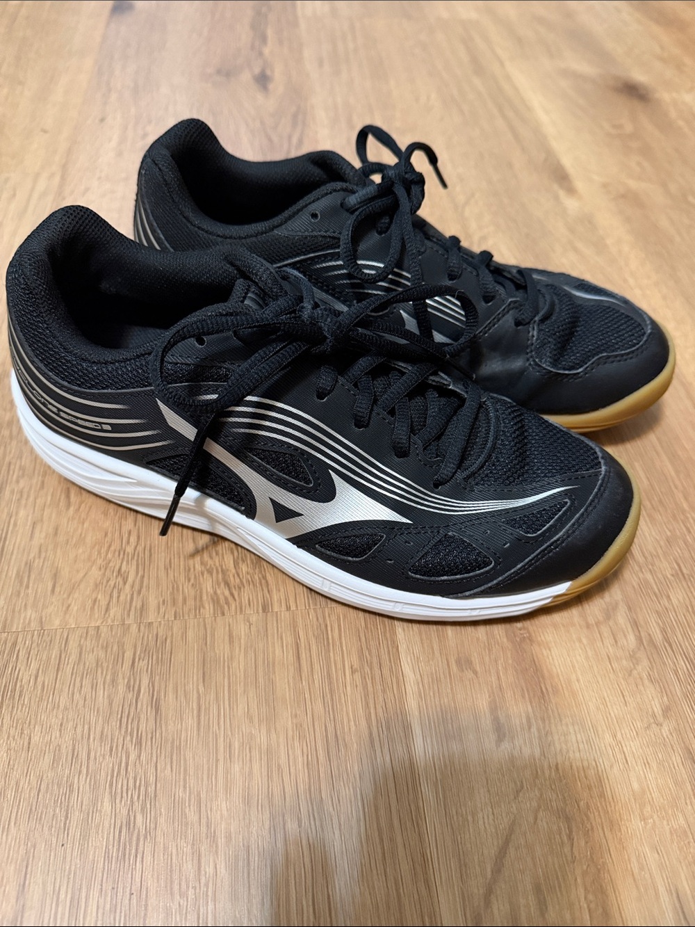 Mizuno Black Sneakers with Silver Accents and Gum Outsole